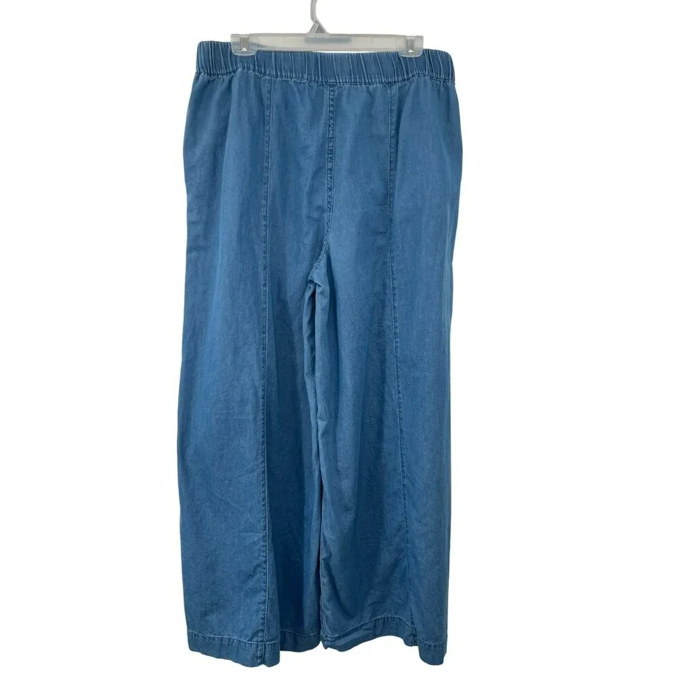 Juicy Couture Chambray Wide Leg Crop? Pants Womens 16 Used 100% Cotton - Picture 2 of 13